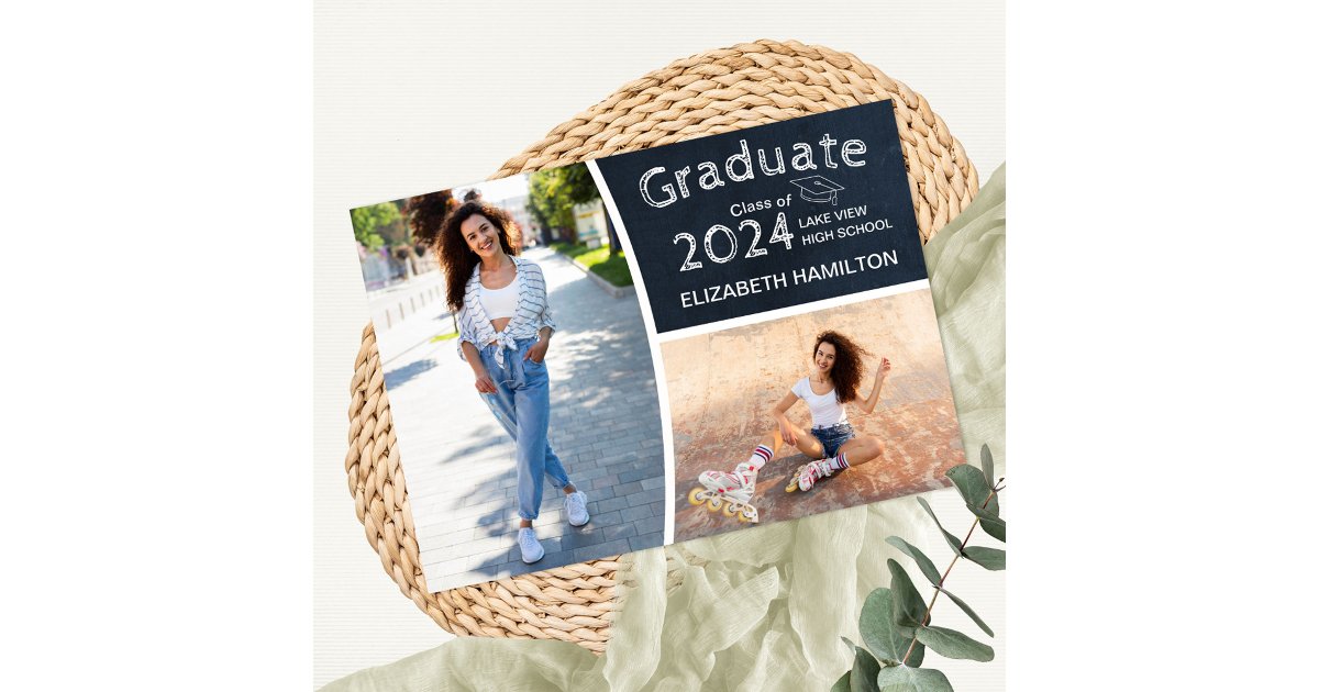 Chalkboard High School Photo Grad Announcement | Zazzle