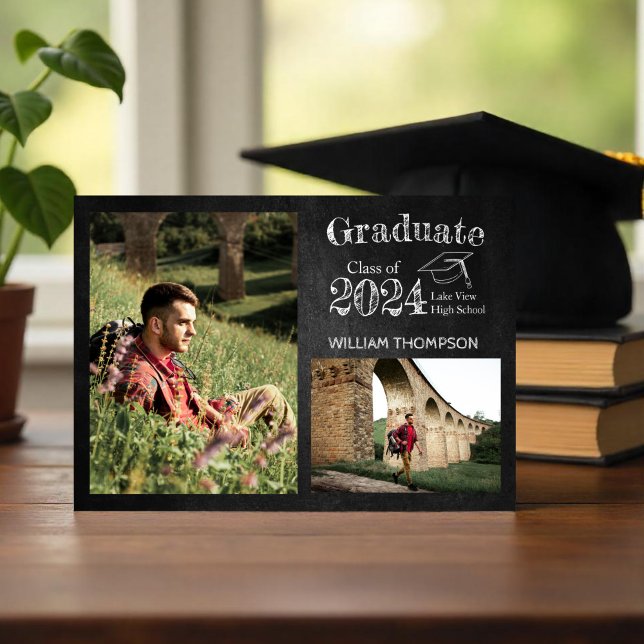 Chalkboard High School Photo Grad Announcement (Creator Uploaded)