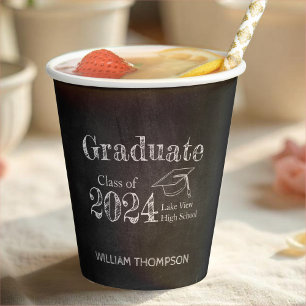 Chalkboard High School Photo Graduation Paper Cups