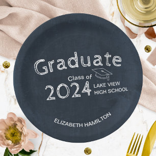Chalkboard High School Photo Graduation Party Paper Plates