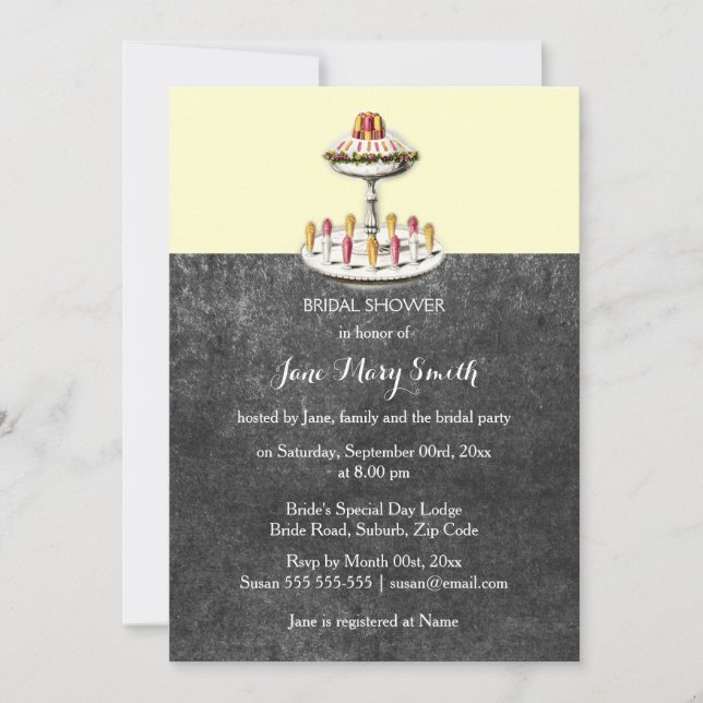 Chalkboard high tea vintage desserts invitation (Front)