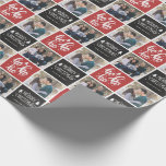 Chalkboard Ho Ho Ho Merry Christmas 2 Photo  Wrapping Paper<br><div class="desc">Personalize this red and chalkboard Ho Ho Ho Christmas wrapping paper with your favorite family photos!</div>