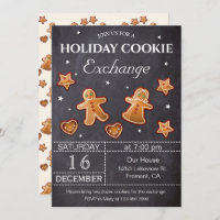 Chalkboard Holiday Christmas Cookie Exchange Party Invitation