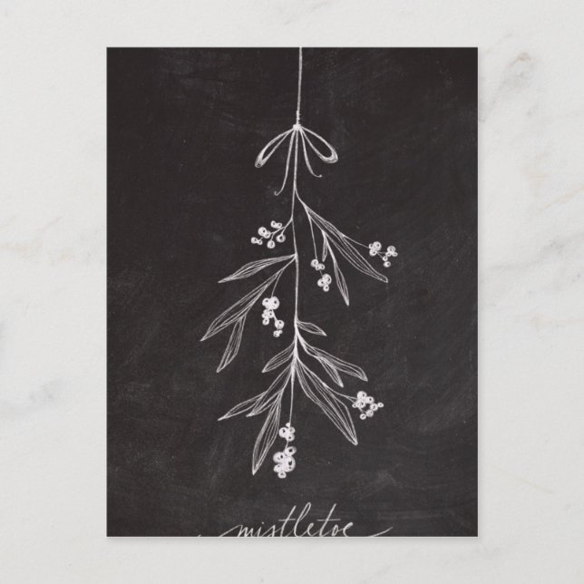 Chalkboard Holiday Mistletoe - Christmas Postcard (Front)