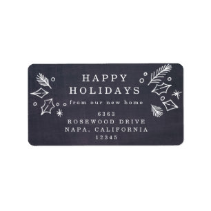Chalkboard Holidays from Our New Home Address Label