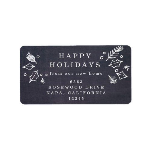 Chalkboard Holidays from Our New Home Address Label