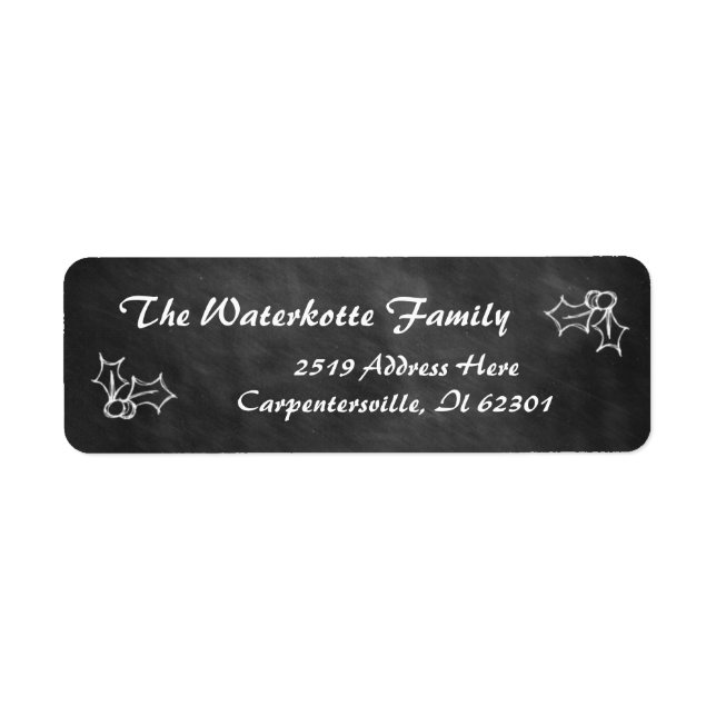 Chalkboard Holly Berry Christmas Address Labels (Front)
