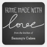 Chalkboard Home Made With Love Typography Square Sticker