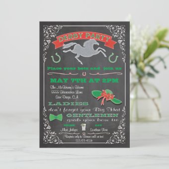 Chalkboard Horse Racing Derby Party Invitation | Zazzle