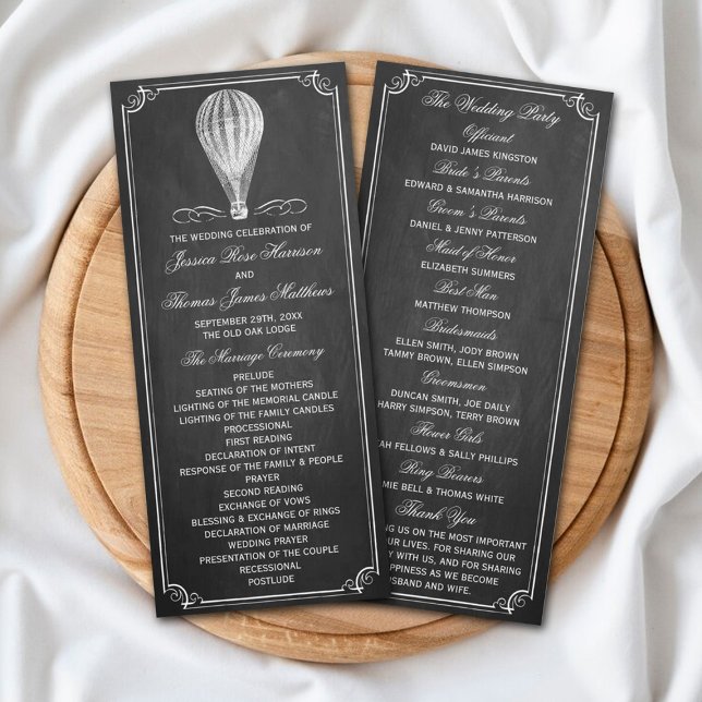 Chalkboard Hot Air Balloon Wedding Program (Creator Uploaded)