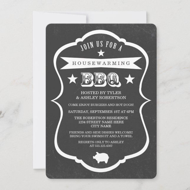 Chalkboard Housewarming BBQ Invitation (Front)