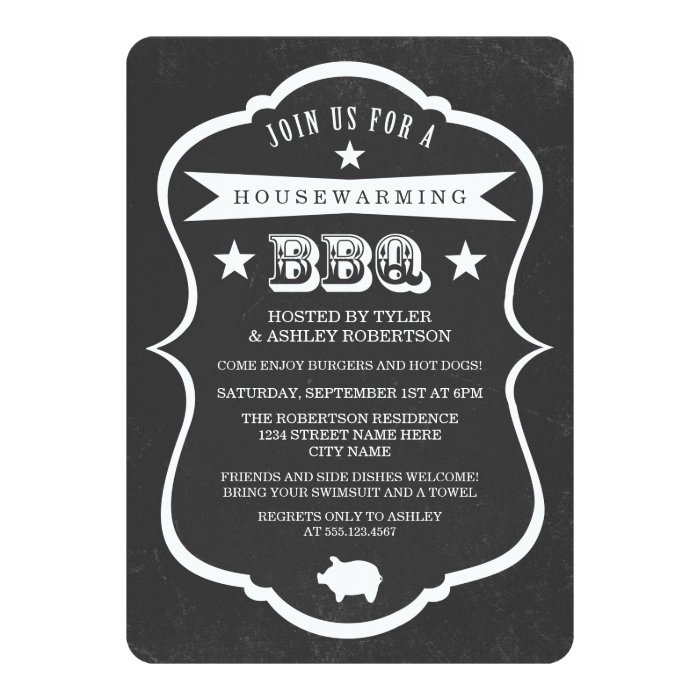 chalkboard housewarming bbq invitation zazzle housewarming bbq invitation