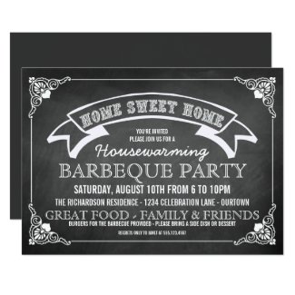 Chalkboard Housewarming BBQ Party Invitation