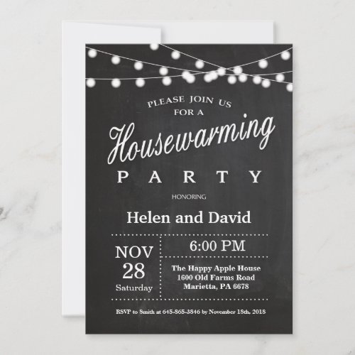 Chalkboard Housewarming Party Home Sweet Home Invitation
