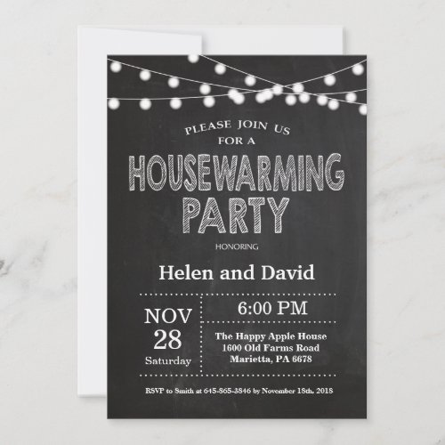 Chalkboard Housewarming Party Home Sweet Home Invitation