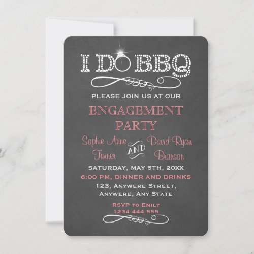 Chalkboard I DO BBQ Engagement Party Invitation