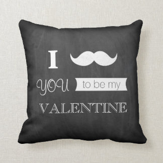 Chalkboard I Mustache You To Be My Valentine Throw Pillow