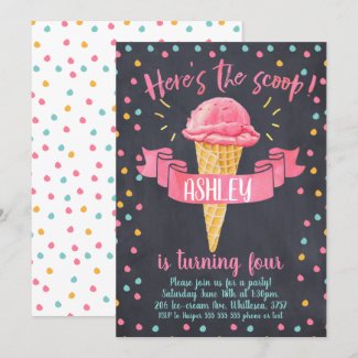 Chalkboard Ice-cream Birthday Invitation