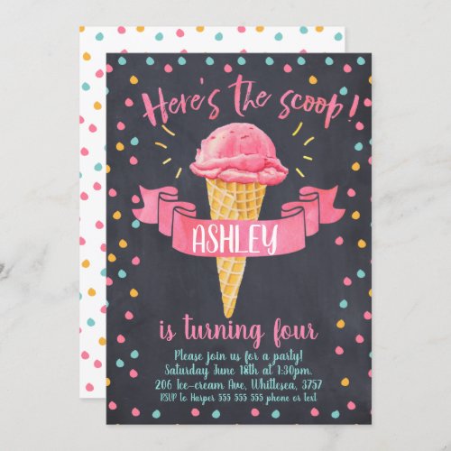 Chalkboard Ice_cream Birthday Invitation