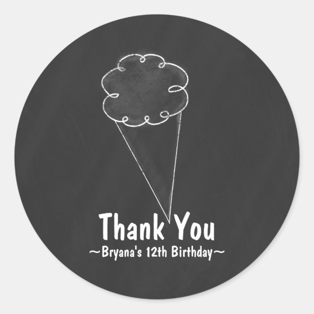 Chalkboard Ice Cream Birthday Party Favor Sticker (Front)