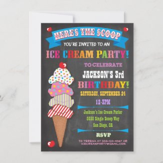 Chalkboard Ice Cream Party Invitation