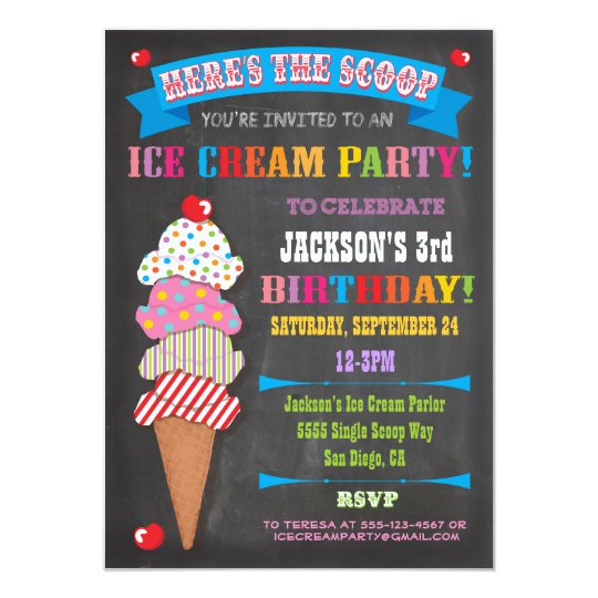 chalkboard ice cream party invitation zazzle com