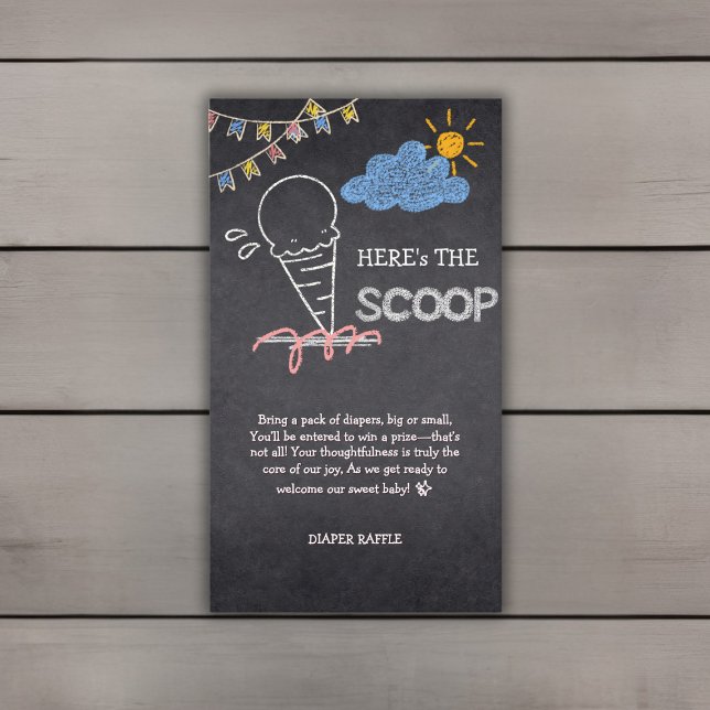 Chalkboard Ice Cream Scoop Drawing Baby Shower Enclosure Card (Creator Uploaded)