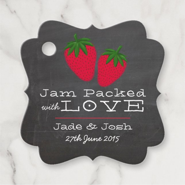 Chalkboard Illustrated Strawberry Jam Favor Tag (Front)