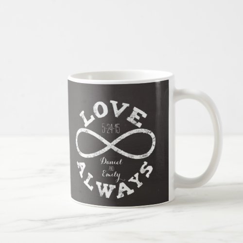 Chalkboard Infinity Love Wedding Date and Names Coffee Mug