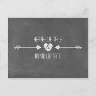 Chalkboard Inspired Arrows Save The Date - White Announcement Postcard