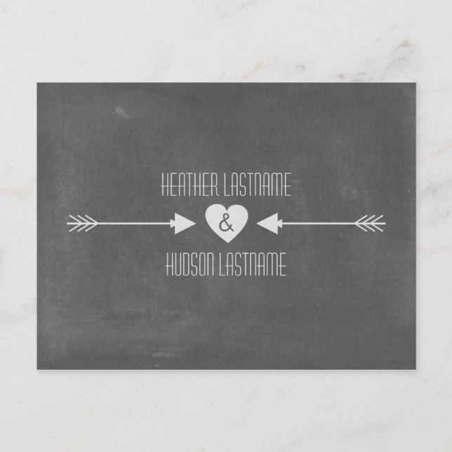 Chalkboard Inspired Arrows Save The Date - White Announcement Postcard (Front)