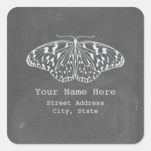 Chalkboard Inspired Butterfly Address Sticker