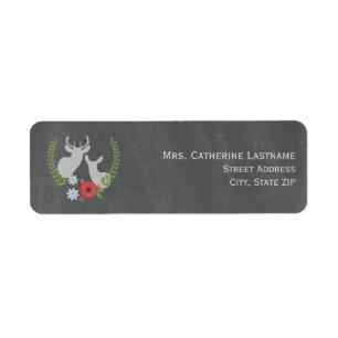 Chalkboard Inspired Floral Deer Label