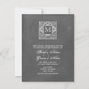 Chalkboard Inspired Monogram Rehearsal Dinner Invitation