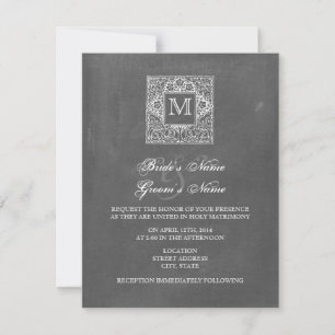 Chalkboard Inspired Monogram Wedding Invite