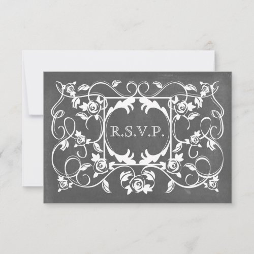 Chalkboard Inspired Roses Wedding RSVP