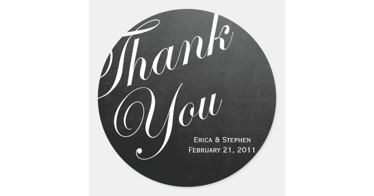Chalkboard Inspired Thank You Sticker | Zazzle