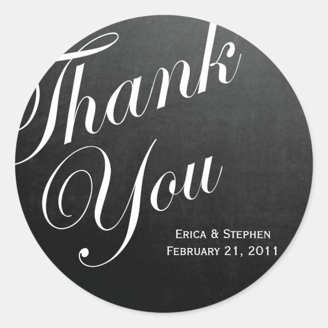 Chalkboard Inspired Thank You Sticker (Front)