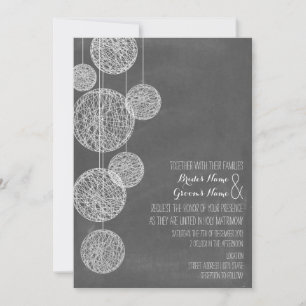 Chalkboard Inspired Twine Globes Wedding Invite