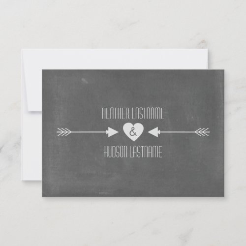 Chalkboard Inspired White Arrows Wedding R.S.V.P. Invitations