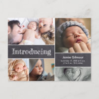 Chalkboard Introducing Newborn Baby Photo Collage