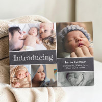Chalkboard Introducing Newborn Baby Photo Collage