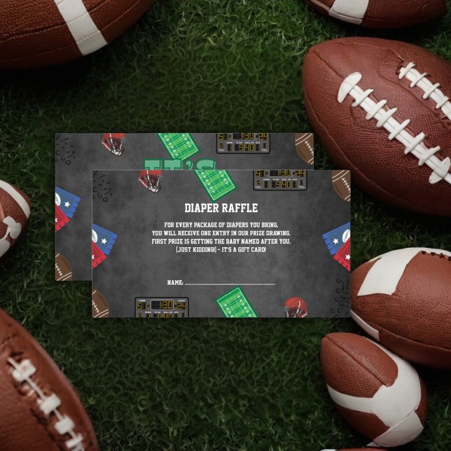 Chalkboard It's Game Time Football Baby Shower Enclosure Card (Creator Uploaded)
