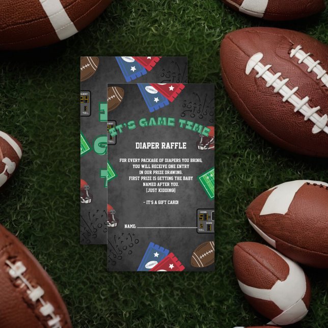 Chalkboard It's Game Time Football Baby Shower Enclosure Card (Creator Uploaded)