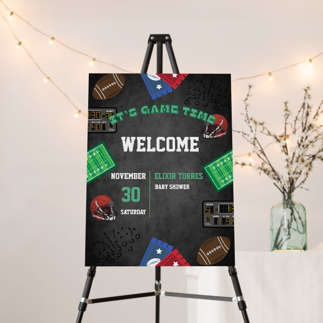 Chalkboard It's Game Time Football Baby Shower Foam Board (In Situ (Stand))