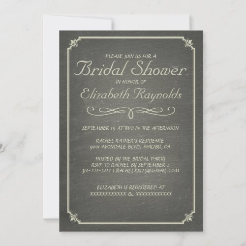 Chalkboard Ivory Bridal Shower Invitations