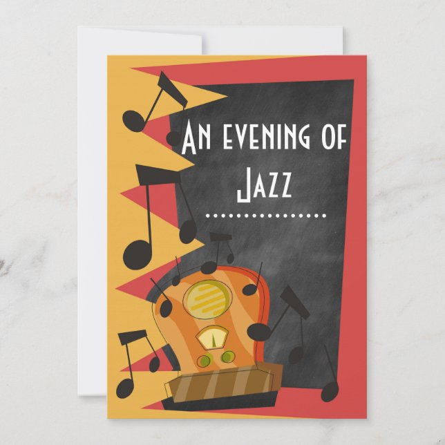 Chalkboard Jazz Blues Theme Party Invitation (Front)