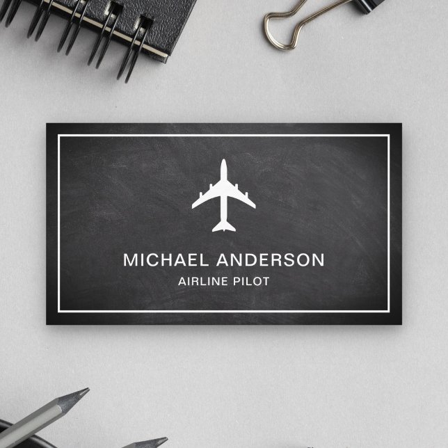 Chalkboard Jet Aircraft Airplane Airline Pilot Business Card (Creator Uploaded)