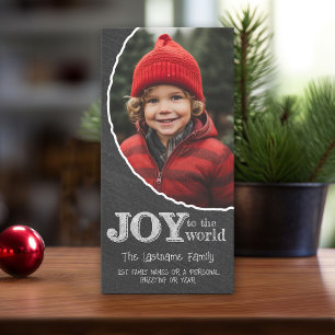 Chalkboard Joy to the World Photo Frame Holiday Card