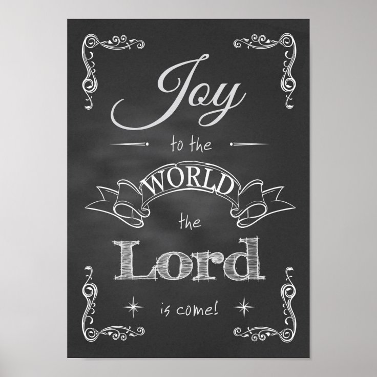 Chalkboard Joy to the World Poster Zazzle